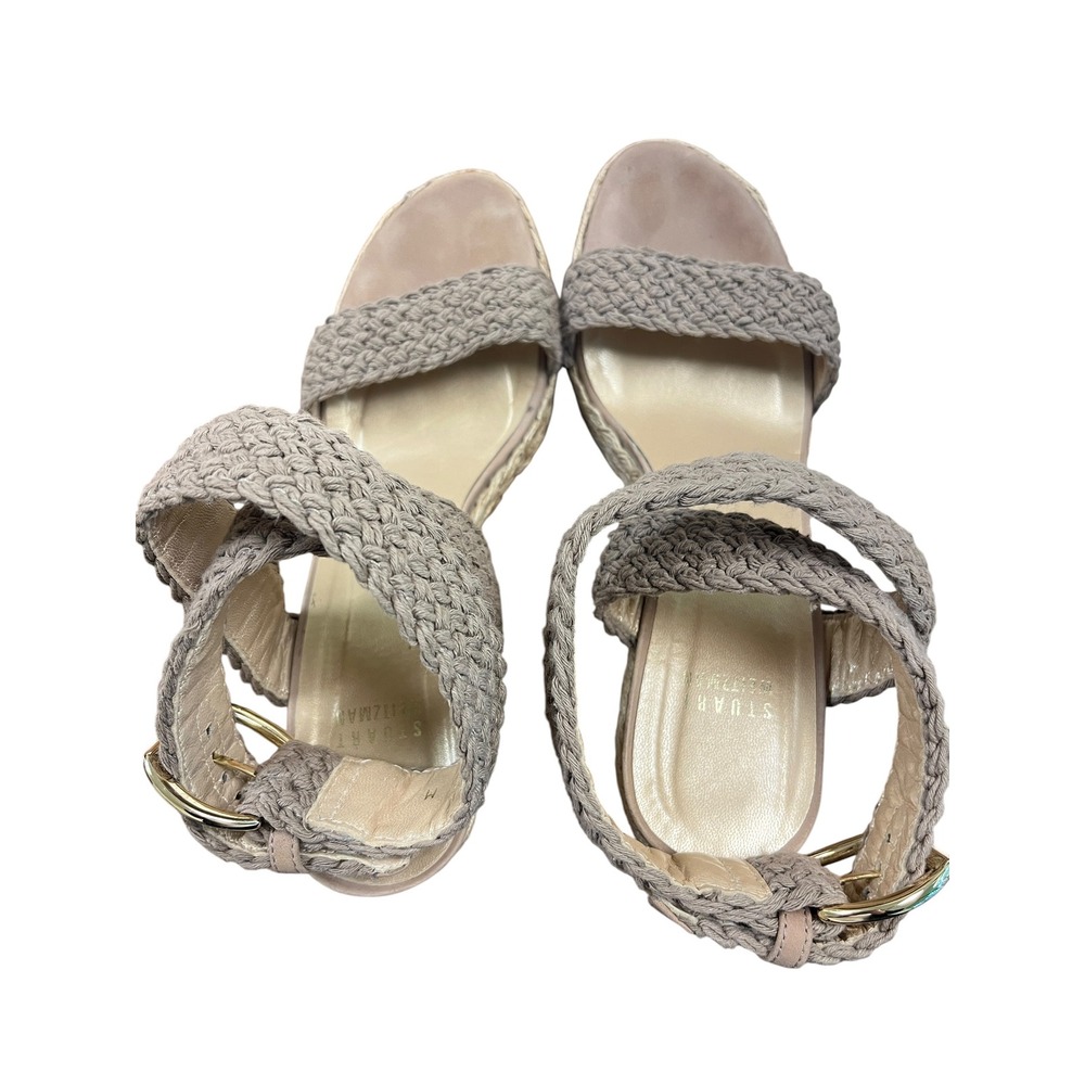 STUART WEITZMAN Alex‎ Crochet Wedge Sandals Sz 10 Tan Espadrille Platform Boho - Picture 11 of 13